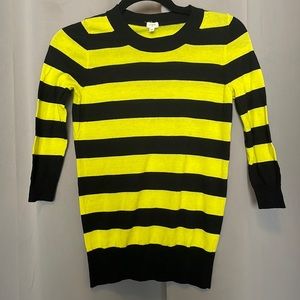 ✨$4 SALE J.Crew Navy & Neon Striped 3/4 Sleeve 100% Merino Wool Sweater XXS